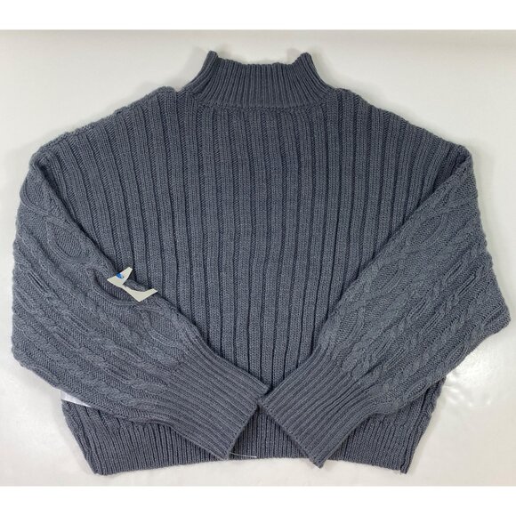 Arizona Jean Co Womens Gray Cable Knit Turtleneck Ribbed Cuffs Sweater Size XXXL - Picture 2 of 5